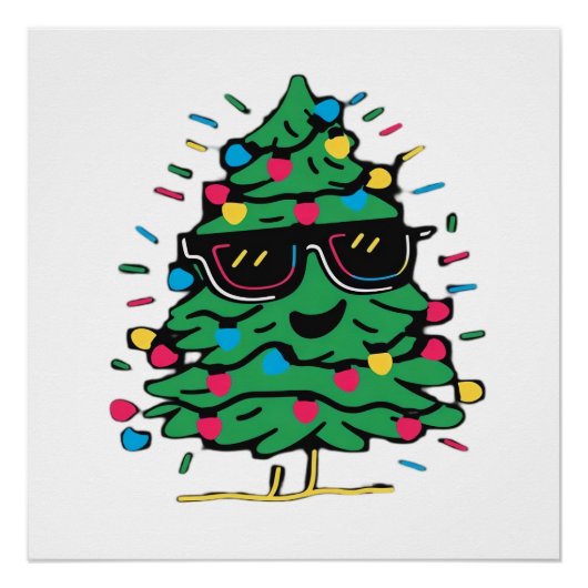 Klassischer cooler Weihnachtsbaum Poster (Vorderseite)