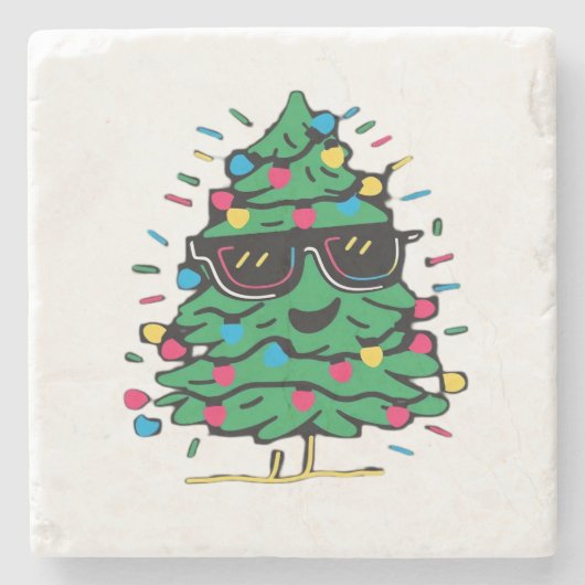 Klassischer cooler Weihnachtsbaum Steinuntersetzer (Vorderseite)