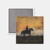 Klassischer Cowboy und Pferdemagnet Magnet (Vorderseite/Rückseite)