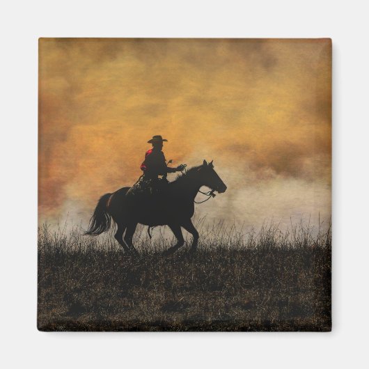 Klassischer Cowboy und Pferdemagnet Magnet (Vorne)