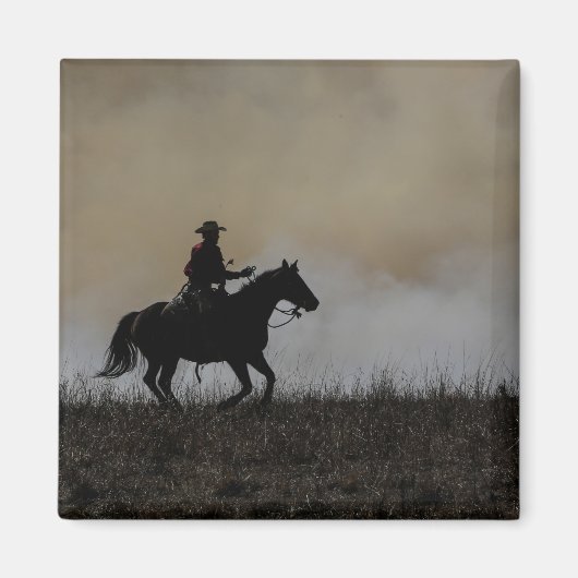 Klassischer Cowboy und Pferdemagnet Magnet (Vorne)