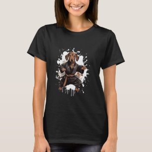 Klassischer Dackel Hund Karate Tier Kämpfer Judo T-Shirt