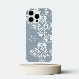 Klassischer Damast abstrakt geometrisch Kadettengr iPhone 16 Pro Max Hülle