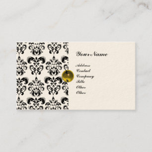 KLASSISCHER DAMAST MONOGRAMM metallisch cremefarb Visitenkarte