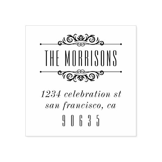 Klassischer Deko Blühe Typografie-Rücksendeadresse Gummistempel (Prägung)