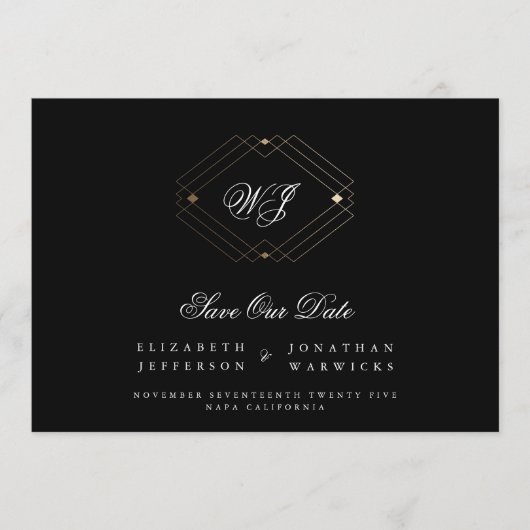 Klassischer Deko-Goldmonogramm-Foto qr-Code Save The Date (Vorderseite)