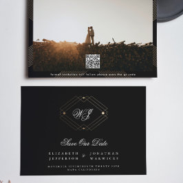 Klassischer Deko-Goldmonogramm-Foto qr-Code Save The Date