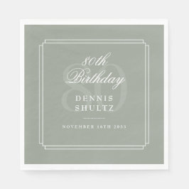 Klassischer Deko | Sage and White 80. Geburtstag Serviette