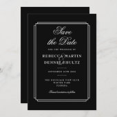 Klassischer Deko | Schwarzweiß Save the Date Einladung (Vorne/Hinten)