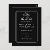 Klassischer Deko | Schwarzweiß Save the Date Postkarte (Vorne/Hinten)