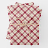 Klassischer Diagonaltartan karierter Bordeaux Geschenkpapier Set (Beispiel)