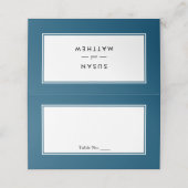 Klassischer dicker Border Navy Blauer Tisch Platzkarte (Außenseite Aufgefaltet)