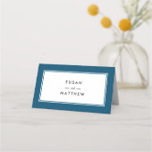 Klassischer dicker Border Navy Blauer Tisch Platzkarte (Rückseite)