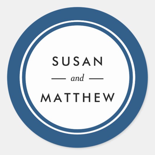 Klassischer dicker Border Navy Personalisiert Runder Aufkleber (Vorderseite)