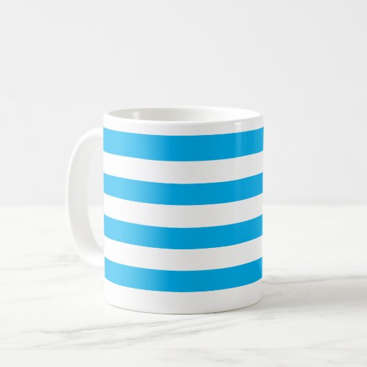 Klassischer dicker Himmel Blau und Weiß Horizontal Kaffeetasse (Vorderseite Links)