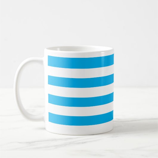 Klassischer dicker Himmel Blau und Weiß Horizontal Kaffeetasse (Links)
