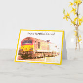 Klassischer Diesel-Loco, personalisierter Geburtst Karte (Gelbe Blume)