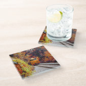 Klassischer Diesel-Motor im Herbst Glasuntersetzer (Schrägansicht)