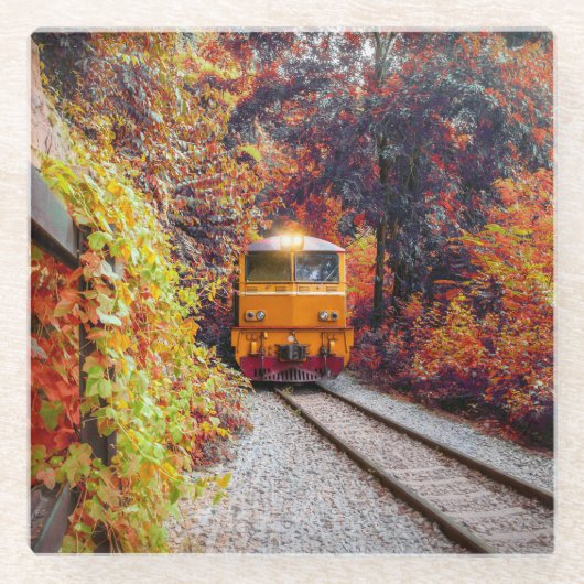 Klassischer Diesel-Motor im Herbst Glasuntersetzer (Vorderseite)