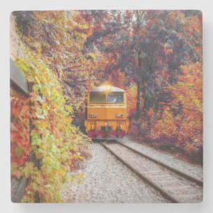 Klassischer Diesel-Motor im Herbst Steinuntersetzer