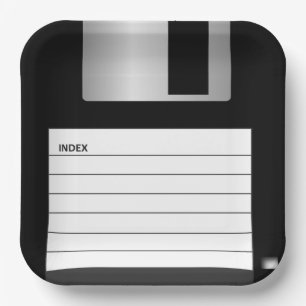 Klassischer Diskettenlaufwerk-Computerfreak Pappteller