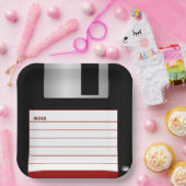 Klassischer Diskettenlaufwerk, Red Computer Geek Pappteller (Party)