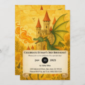 Klassischer Drache und Rittermärchen zum Geburtsta Einladung (Vorne/Hinten)