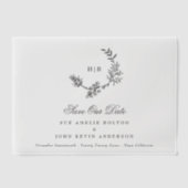 Klassischer Dunkelgrau-Monogramm-Kranz Save the Da Pergament Einladungen (Vorderseite)