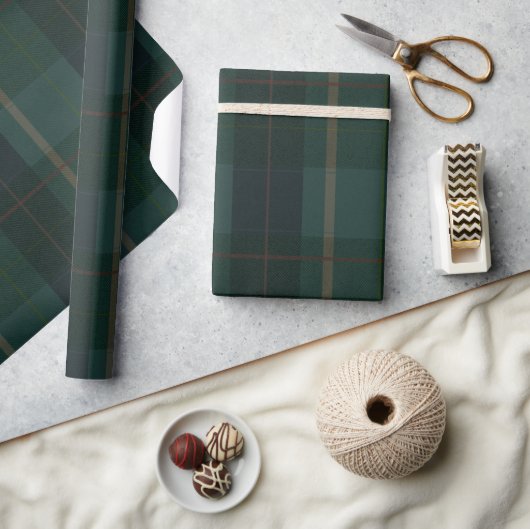Klassischer dunkelgrüner Tartan-Karo Geschenkpapier (Kunsthandwerk)