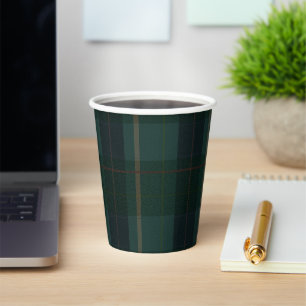 Klassischer dunkelgrüner Tartan-Karo  Pappbecher
