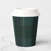 Klassischer dunkelgrüner Tartan-Karo Pappbecher (Rückseite)