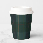 Klassischer dunkelgrüner Tartan-Karo Pappbecher (Vorderseite)