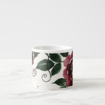 Klassischer dunkelroter Rosen-Blumen-Keramik-Spezi