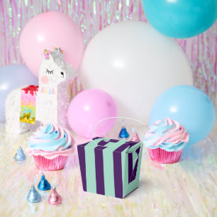 Klassischer Dunkler Lila und leichter TealStripter Geschenkschachtel