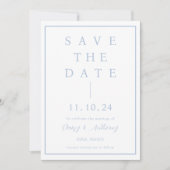 Klassischer Dusty Blue Border | Einfaches Elegant Save The Date (Vorderseite)