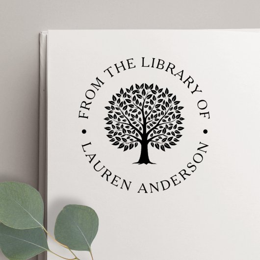 Klassischer Eichbaum aus der Bibliothek von Exlibr Permastempel
