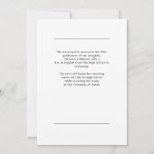 Klassischer einfacher Ein-Foto-Abschluss Ankündigung (Rückseite)