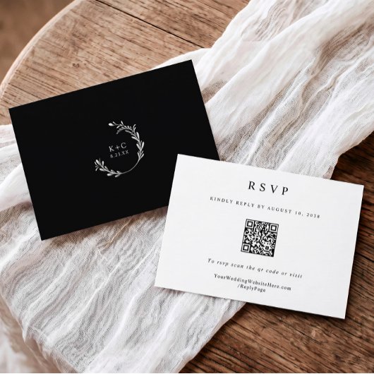Klassischer einfacher Eleganter Moderner QR Code f RSVP Karte