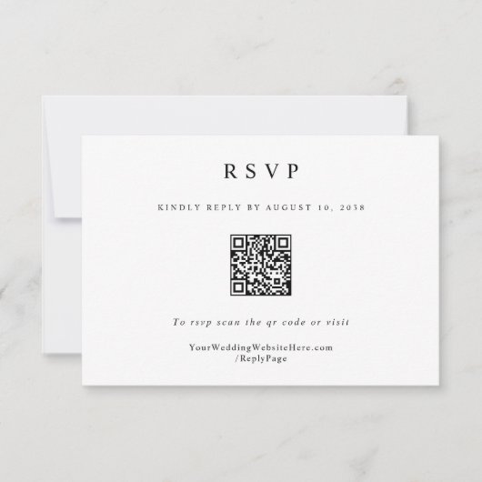 Klassischer einfacher Eleganter Moderner QR Code f RSVP Karte (Vorderseite)