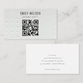 Klassischer einfacher Elfenbeinweißledertextur QR- Visitenkarte (Vorne/Hinten)