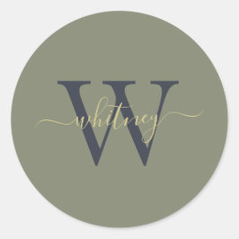 Klassischer einfacher Monogrammname und anfänglich Runder Aufkleber