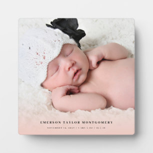 Klassischer Einfacher Rosa Farbverlauf Neue Baby M Fotoplatte