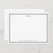 Klassischer einfacher, schick schwarzer 3 Monogram Mitteilungskarte (Vorne/Hinten)