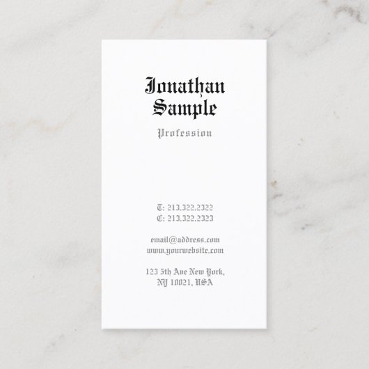 Klassischer einfacher schicker Entwurfs-alter Visitenkarte (Vorderseite)