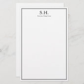 Klassischer einfacher Schwarzer Monogramm Name Min Briefpapier (Vorne/Hinten)