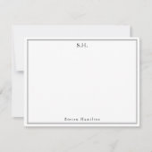 Klassischer einfacher Schwarzer Monogramm Name Min Mitteilungskarte (Vorderseite)