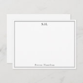 Klassischer einfacher Schwarzer Monogramm Name Min Mitteilungskarte (Vorne/Hinten)