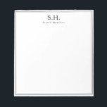 Klassischer einfacher Schwarzer Monogramm Name Min Notizblock<br><div class="desc">Klassische Einfache Schwarze Monogramm Name Minimalistisch Chic Note Card</div>