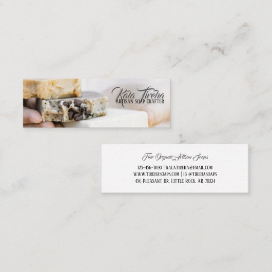 Klassischer Elegant Bio Kunsthandwerker Mini Visitenkarte (Vorne/Hinten)