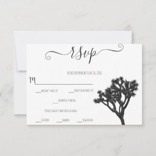 Klassischer Elegant Black & White Joshua Tree RSVP Karte